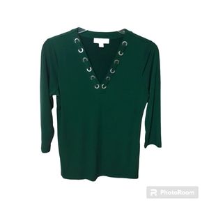 Michael Kors Silver Accented V-Neck Blouse, M